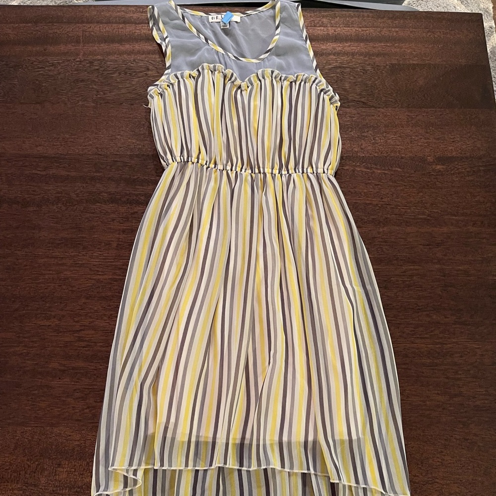 Yellow and Gray Hi Low Summer Dress